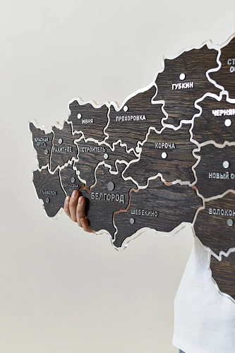 Карта Белгородской области деревянная Silver - фото - 2