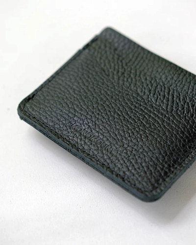 Картхолдер кожаный FLAT Black Grain - фото - 5