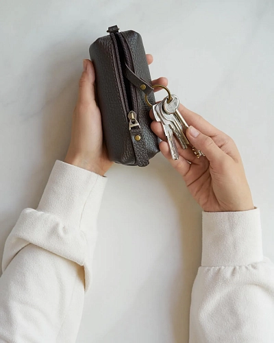 Ключница кожаная HOME M Brown Grain - фото