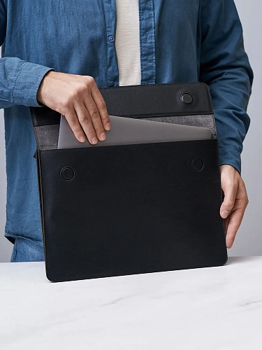 Кожаная папка для ноутбука 14 дюймов GRADE Black - фото