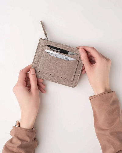 Мини кошелек кожаный SPIRIT Beige - фото - 2