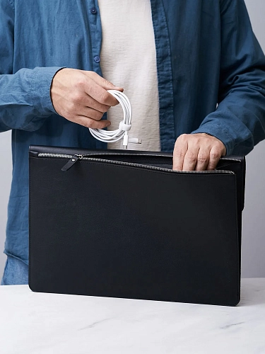 Кожаная папка для ноутбука 15-16 дюймов GRADE Black - фото - 3