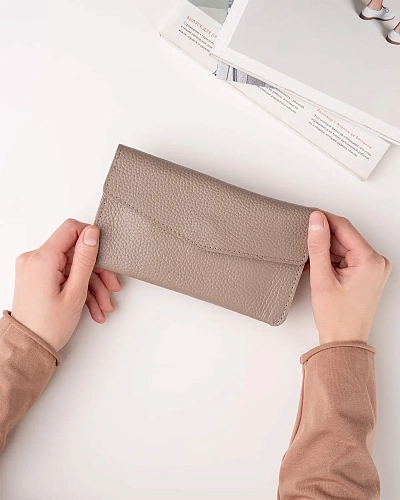 Женский кошелек кожаный ROWENA Beige - фото