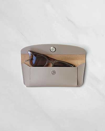 Кожаный чехол для очков GLASS Coffee - фото - 2