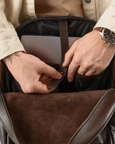 Рюкзак кожаный мужской BRUNO Brown Grain - фото - 5