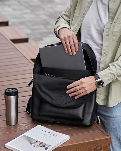 Рюкзак кожаный мужской GERALD MAX Black - фото - 17