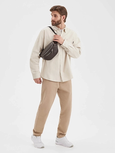 Поясная сумка кожаная ROUTE Brown Grain