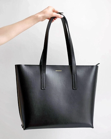 Кожаная сумка шоппер STELLA ZIP Black