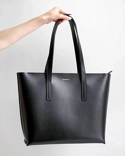 Кожаная сумка шоппер STELLA ZIP Black - фото - 1