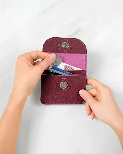 Мини кошелек кожаный AMO Wine - фото - 4