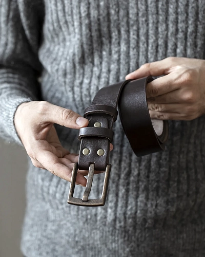 Ремень мужской FORT Brown 120-125 см в деревянной коробочке - фото - 8