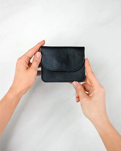 Мини кошелек кожаный AMO Black - фото - 1