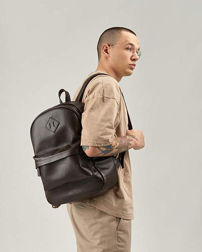 Рюкзак кожаный мужской BRUNO Brown Grain - фото