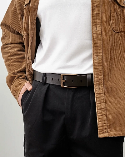 Ремень мужской FORT Brown 120-125 см в деревянной коробочке - фото