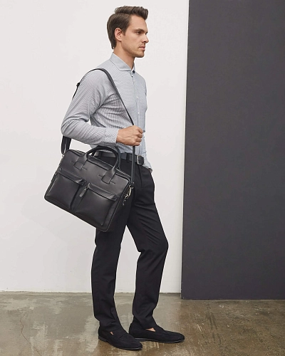 Мужская кожаная сумка BUSYHOLDER Black