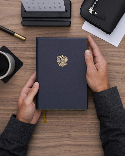 Ежедневник с гербом России ФЕДЕРАЦИЯ синий - фото