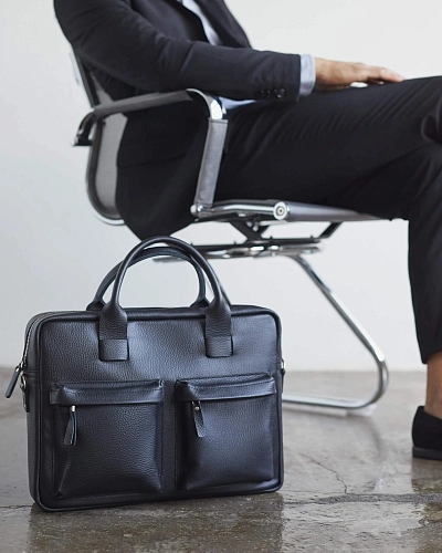 Мужская кожаная сумка BUSYHOLDER Black Grain - фото - 4