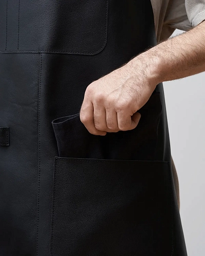 Кожаный фартук бытовой LEATHER MAN Black - фото - 4