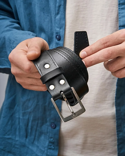 Ремень брючный мужской TYLER 120-125 см в деревянной коробочке - фото - 7