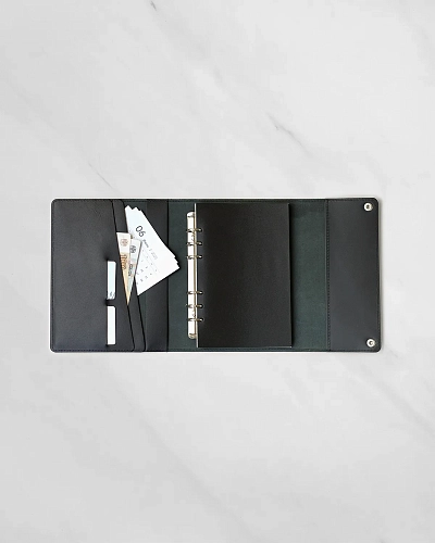 Кожаный блокнот на кольцах A5 Black - фото - 1