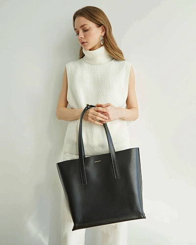 Кожаная сумка шоппер STELLA ZIP Black