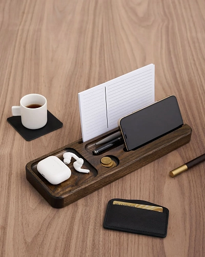 Деревянный органайзер для канцелярии Desko L Brown - фото - 2