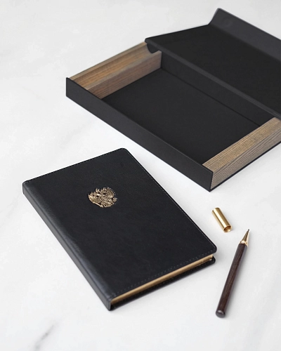 Подарочная коробка для ежедневника и ручки Black - фото - 2