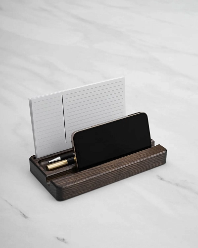 Деревянный органайзер для канцелярии Desko M Brown - фото