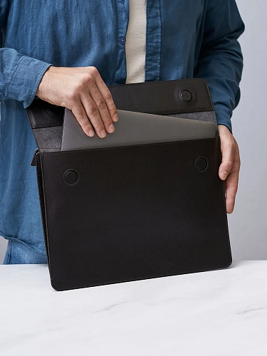 Кожаная папка для ноутбука 14 дюймов GRADE Brown - фото