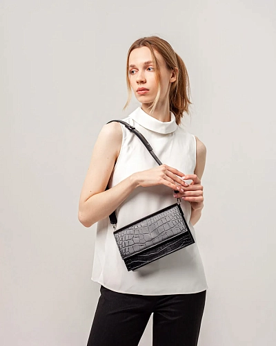 Сумка кроссбоди кожаная IRMA CAYMAN Black - фото - 5