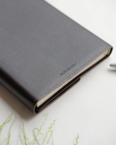 Кожаный блокнот в клетку MAGNETIC Brown - фото - 3