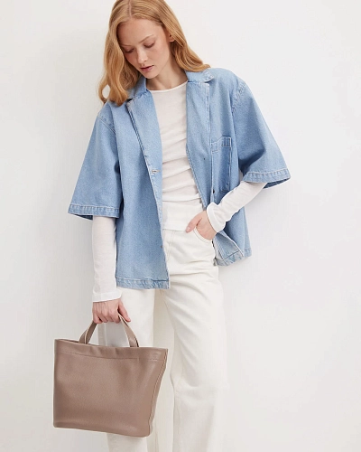 Сумка кожаная CASSIA Beige - фото - 7