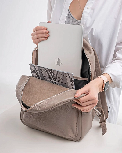 Рюкзак кожаный женский DAKOTA Beige - фото - 3