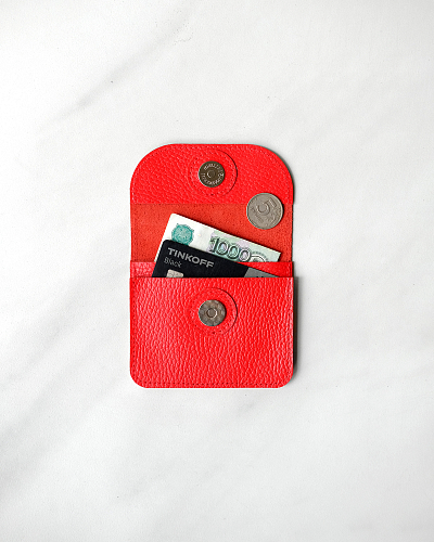 Мини кошелек кожаный AMO Red - фото