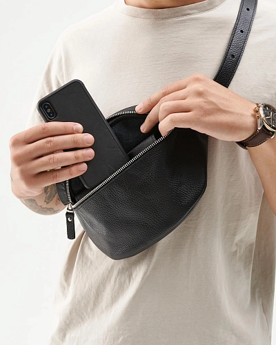 Поясная сумка кожаная CAMP Black Grain - фото - 3