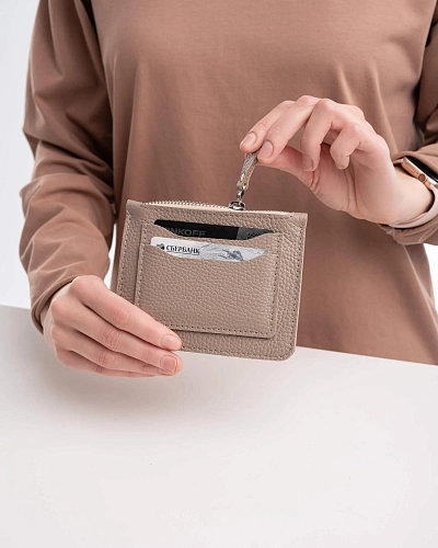 Мини кошелек кожаный SPIRIT Beige - фото