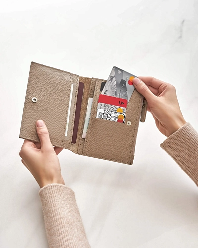 Кошелек кожаный NOVEL Beige - фото - 3