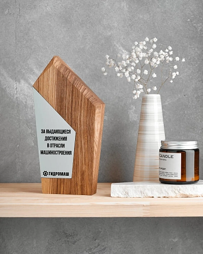 Награда деревянная NN-7 с серебристой табличкой