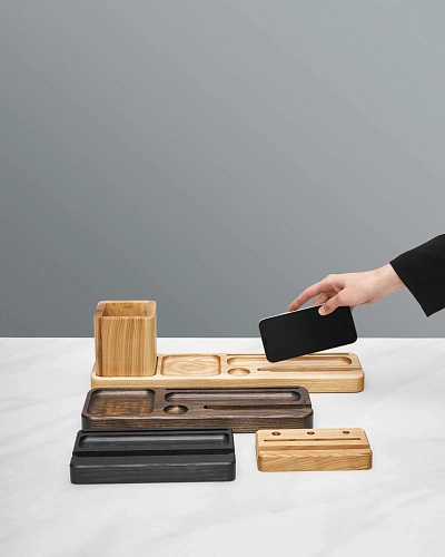 Деревянный органайзер для канцелярии Desko XL Natural - фото - 5