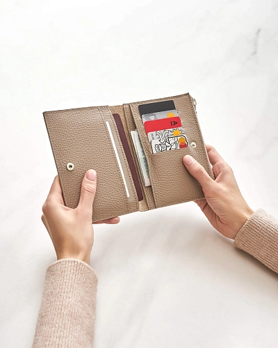 Кошелек кожаный NOVEL Beige - фото - 1