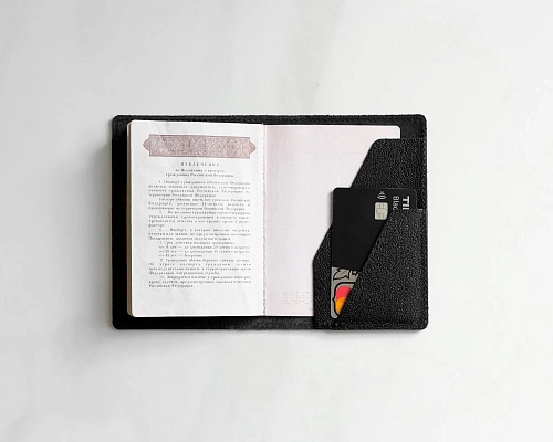 Кожаная обложка на паспорт FOLIO Black - фото - 5