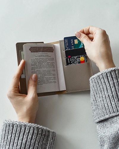 Кожаная обложка на паспорт PRO Coffee - фото