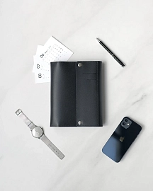Кожаный блокнот на кольцах A5 Black
