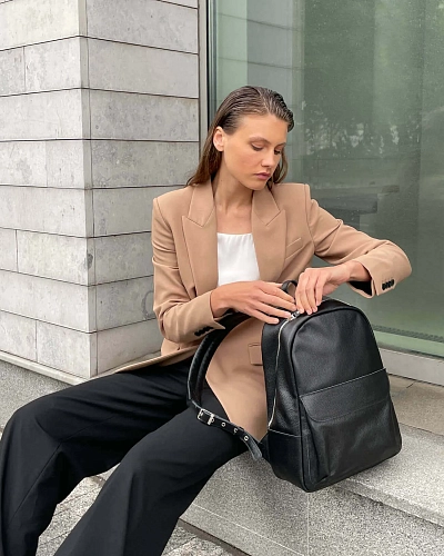 Рюкзак кожаный женский DAKOTA Black Grain - фото