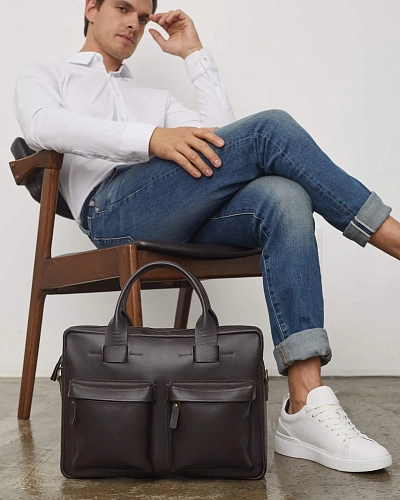 Мужская кожаная сумка BUSYHOLDER Brown Мужская кожаная сумка BUSYHOLDER Brown - фото - 5