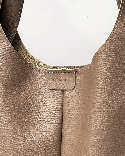Кожаный шоппер MIA Beige - фото - 7
