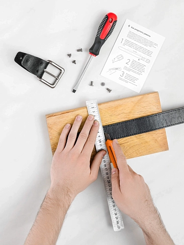 Ремень мужской BRONCO STITCH Black 120-125 см в деревянной коробочке - фото - 8