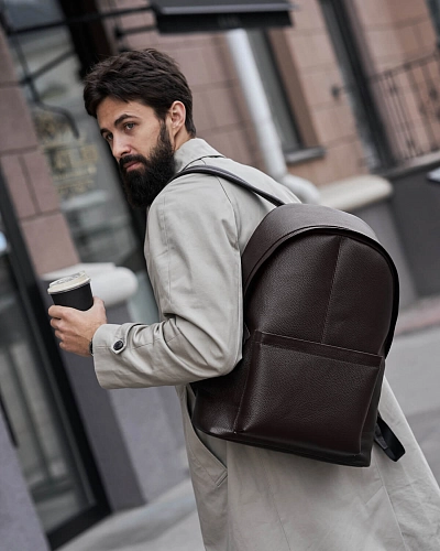 Рюкзак кожаный мужской GERALD MAX Brown Grain - фото - 5