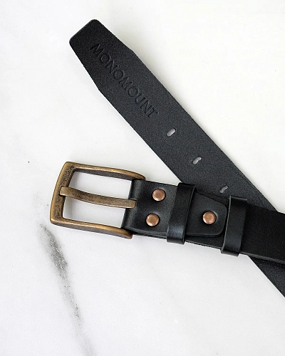 Ремень мужской FORT Black 120-125 см в деревянной коробочке - фото - 7