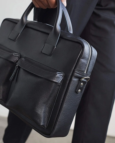 Мужская кожаная сумка BUSYHOLDER Black Grain